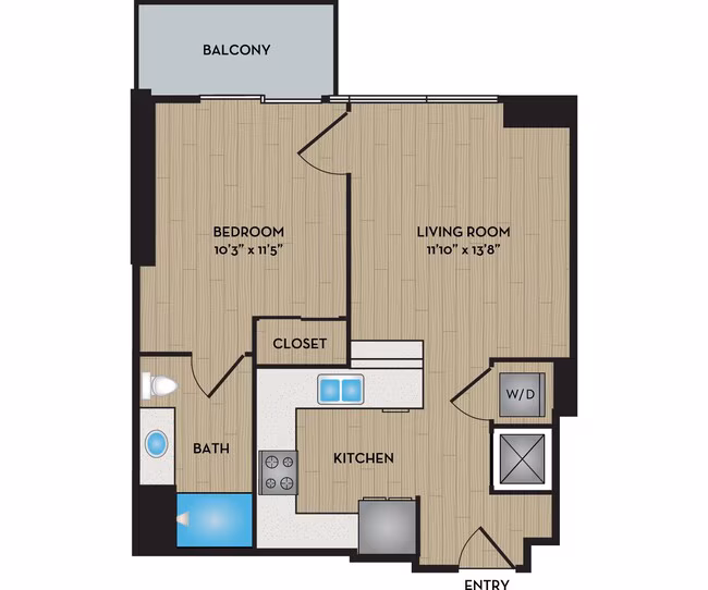 1 Bed • 1 Bath 0404 floor plan